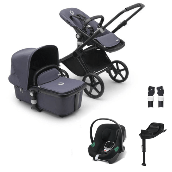 Bugaboo Travel Systems Bugaboo Fox Cub Aton B2 Travel System - Black/Stormy Blue/Stormy Blue