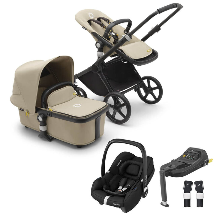 Bugaboo Travel Systems Bugaboo Fox Cub Cabriofix i-Size Travel System - Black/Desert Beige/Desert Beige