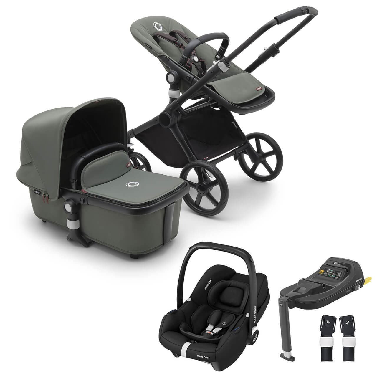 Bugaboo Travel Systems Bugaboo Fox Cub Cabriofix i-Size Travel System - Black/Forest Green/Forest Green