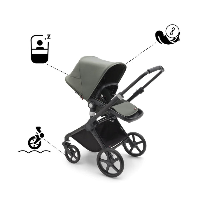 Bugaboo Travel Systems Bugaboo Fox Cub Cabriofix i-Size Travel System - Black/Forest Green/Forest Green