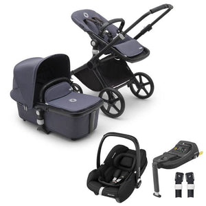 Bugaboo Travel Systems Bugaboo Fox Cub Cabriofix i-Size Travel System - Black/Stormy Blue/Stormy Blue