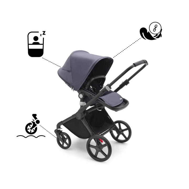 Bugaboo Travel Systems Bugaboo Fox Cub Cabriofix i-Size Travel System - Black/Stormy Blue/Stormy Blue