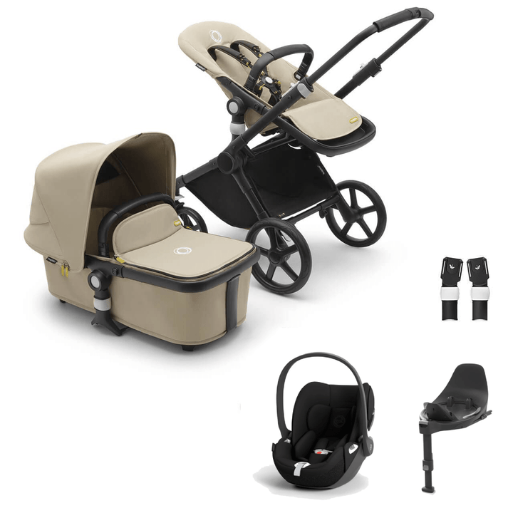 Bugaboo Travel Systems Bugaboo Fox Cub Cloud T Travel System - Black/Desert Beige/Desert Beige