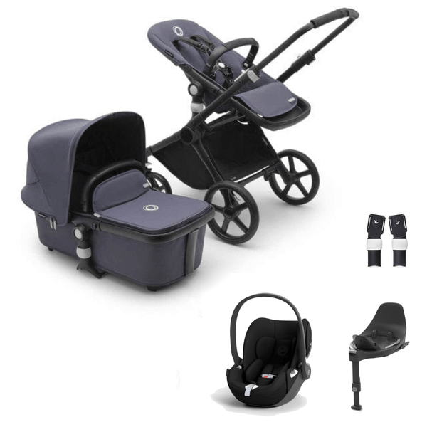 Bugaboo Travel Systems Bugaboo Fox Cub Cloud T Travel System - Black/Stormy Blue/Stormy Blue