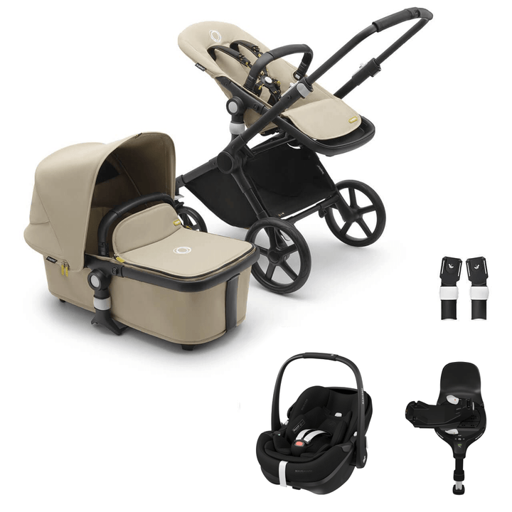 Bugaboo Travel Systems Bugaboo Fox Cub Pebble 360 PRO2 Travel System - Black/Desert Beige/Desert Beige