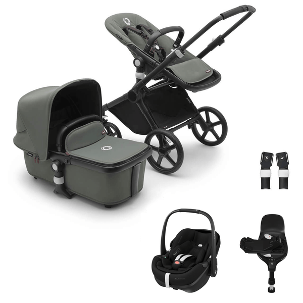 Bugaboo Travel Systems Bugaboo Fox Cub Pebble 360 PRO2 Travel System - Black/Forest Green/Forest Green