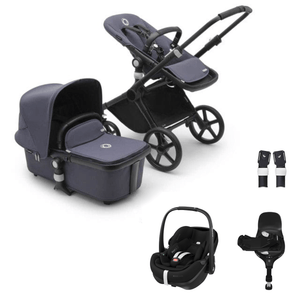 Bugaboo Travel Systems Bugaboo Fox Cub Pebble 360 PRO2 Travel System - Black/Stormy Blue/Stormy Blue