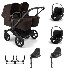 Bugaboo twin pushchairs Bugaboo Donkey 6 Twin (Cloud T) Travel System - Cocoa Brown