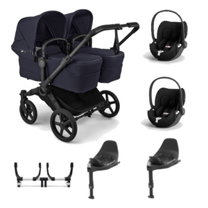 Bugaboo twin pushchairs Bugaboo Donkey 6 Twin (Cloud T) Travel System - Deep Indigo