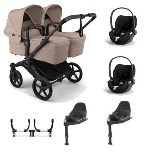 Bugaboo twin pushchairs Bugaboo Donkey 6 Twin (Cloud T) Travel System - Desert Taupe