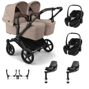 Bugaboo twin pushchairs Bugaboo Donkey 6 Twin (Pebble 360 PRO2, Non-Slide) Travel System - Desert Taupe