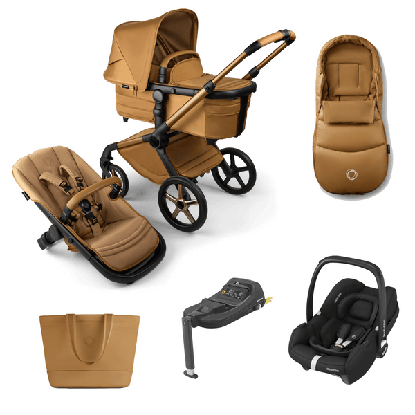 Bugaboo Wheels Bugaboo Fox 5 Cabriofix i-Size Travel System, Noir Limited Edition - Amber Glow