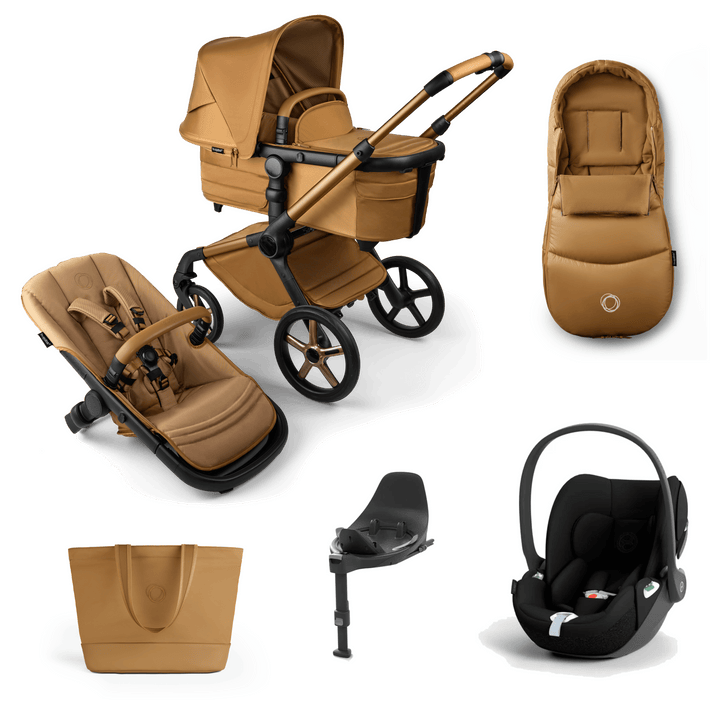 Bugaboo Wheels Bugaboo Fox 5 Cloud T Travel System, Noir Limited Edition - Amber Glow