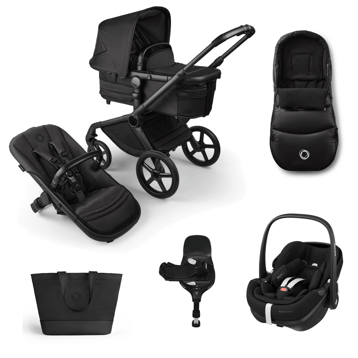 Bugaboo Wheels Bugaboo Fox 5 Pebble 360 PRO 2 Travel System, Noir Limited Edition - Black Moonlight