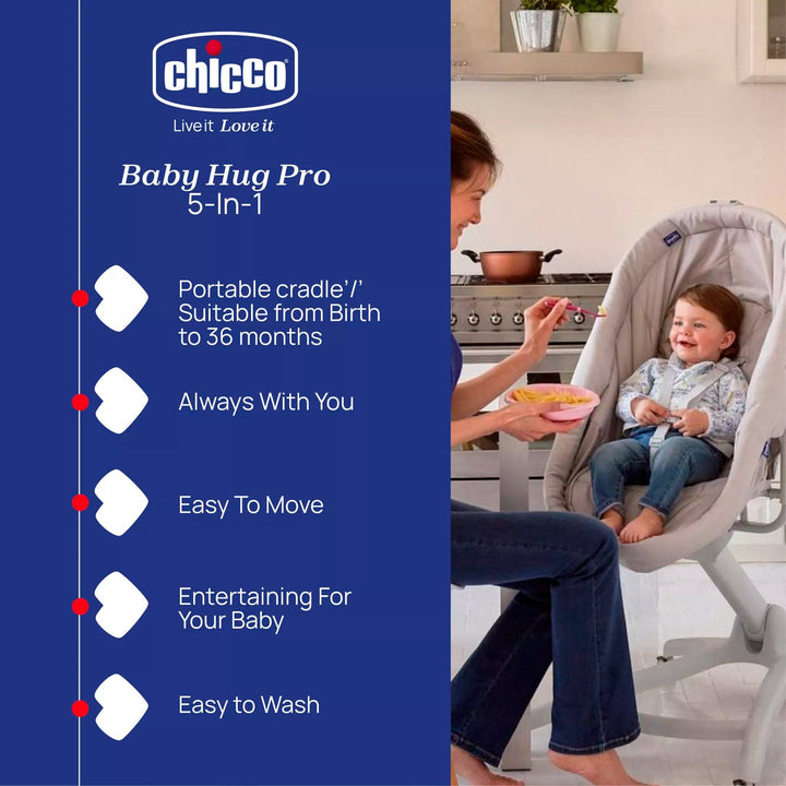 Chicco Bedside Crib Chicco Baby Hug 5 in 1 - Grey