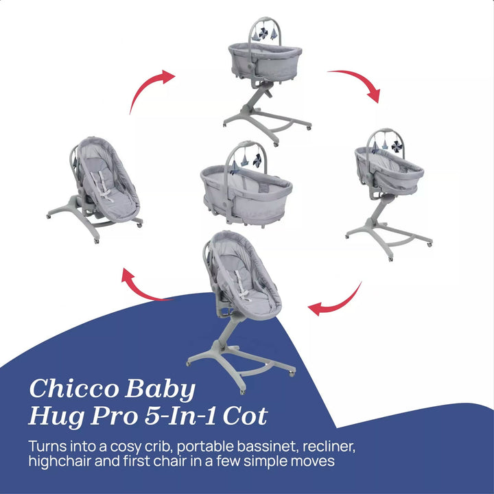 Chicco Bedside Crib Chicco Baby Hug 5 in 1 - Grey