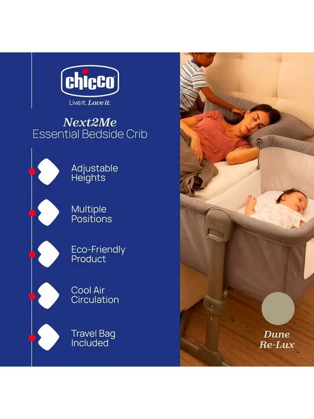 Chicco Bedside Cribs Chicco Next2Me Essential Bedside Crib - Dune Re-Lux