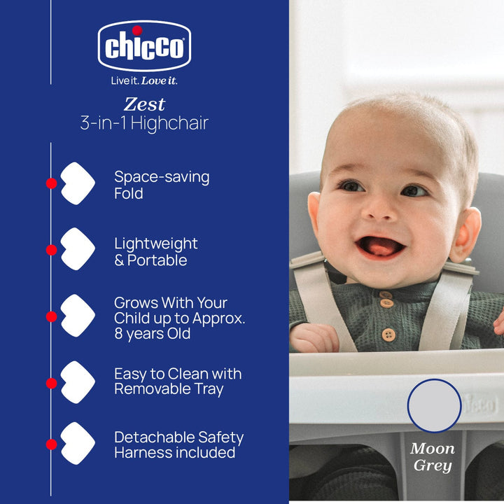 Chicco Highchairs Chicco Zest Highchair - Moon Grey