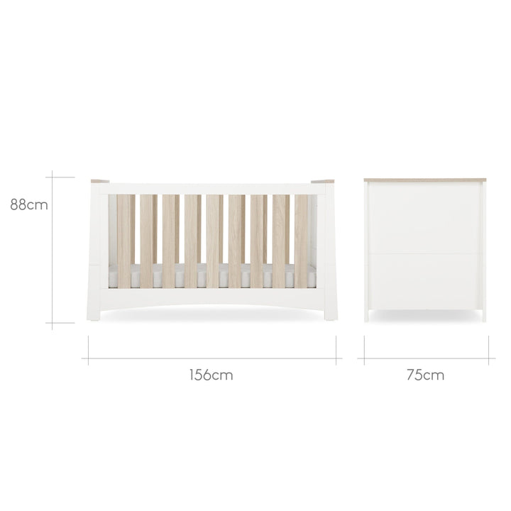 Cuddleco Furniture Sets CuddleCo Ada 2pc Set 3 Drawer Dresser, Cot Bed - White/Ash