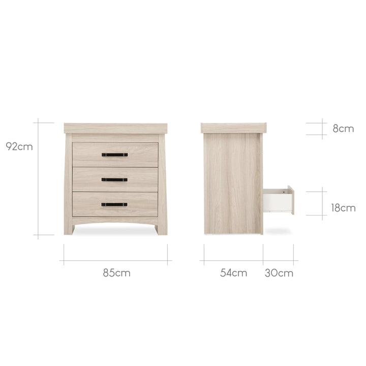 Cuddleco Furniture Sets CuddleCo Isla 3pc Set 3 Drawer Dresser, Cot Bed and Wardrobe Ash