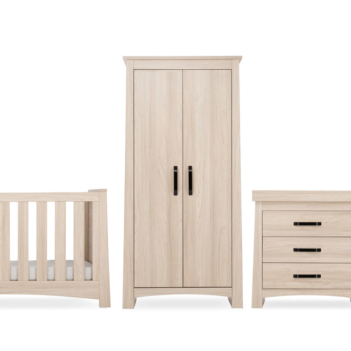 Cuddleco Furniture Sets CuddleCo Isla 3pc Set 3 Drawer Dresser, Cot Bed and Wardrobe Ash