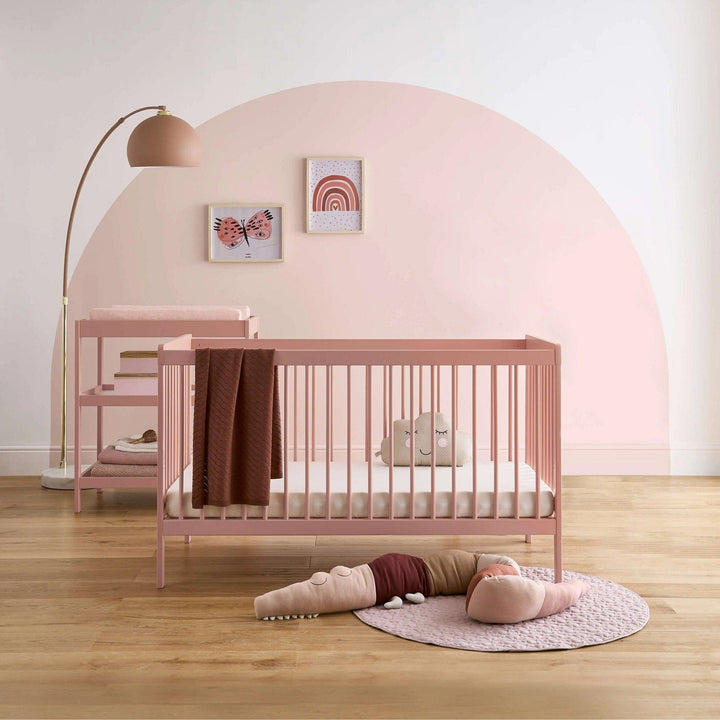 Cuddleco Furniture Sets CuddleCo Nola 2pc Set Changer and Cot Bed  - Soft Blush