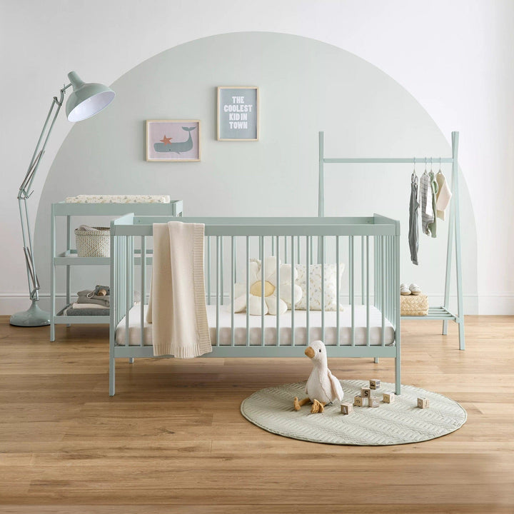 Cuddleco Furniture Sets CuddleCo Nola 3pc Set Changer, Cot Bed and Clothes Rail - Sage Green