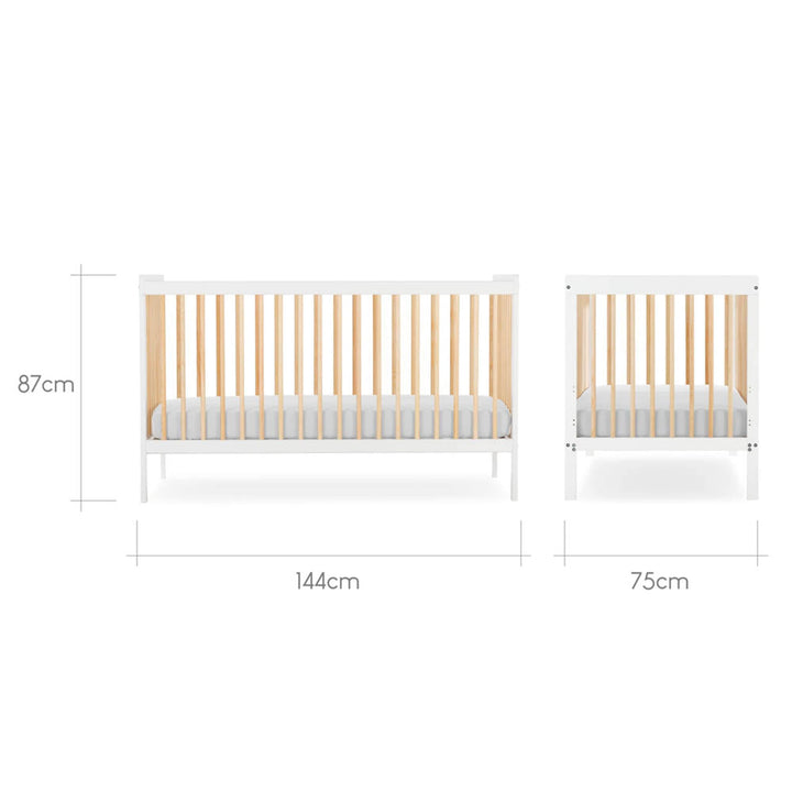 Cuddleco Furniture Sets CuddleCo Nola 3pc Set Changer, Cot Bed and Clothes Rail - White & Natural