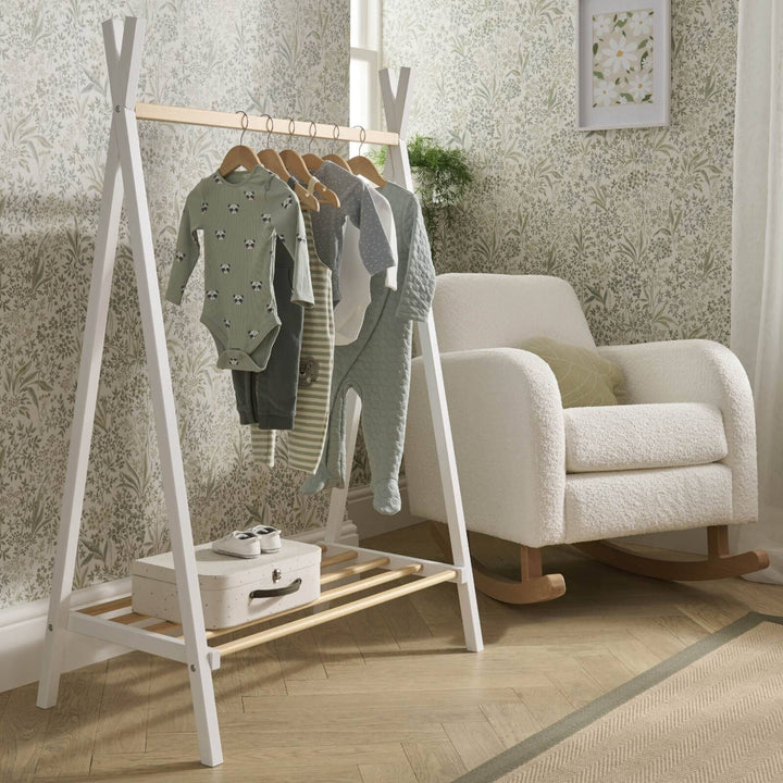 Cuddleco Furniture Sets CuddleCo Nola Clothes Rail - White & Natural