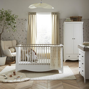 Cuddleco Nursery Furniture Cuddleco Clara 3 Piece Set 3 Drawer Dresser, Cot Bed and Wardrobe - White & Ash