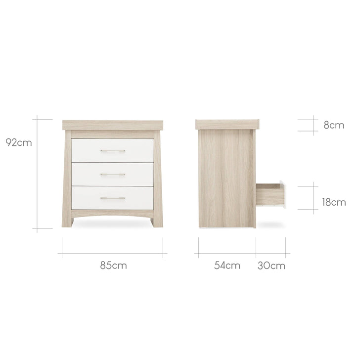 Cuddleco Nursery Furniture CuddleCo Lana 2 Piece Nursery Furniture Set (Cot Bed & Dresser) - Ash & White