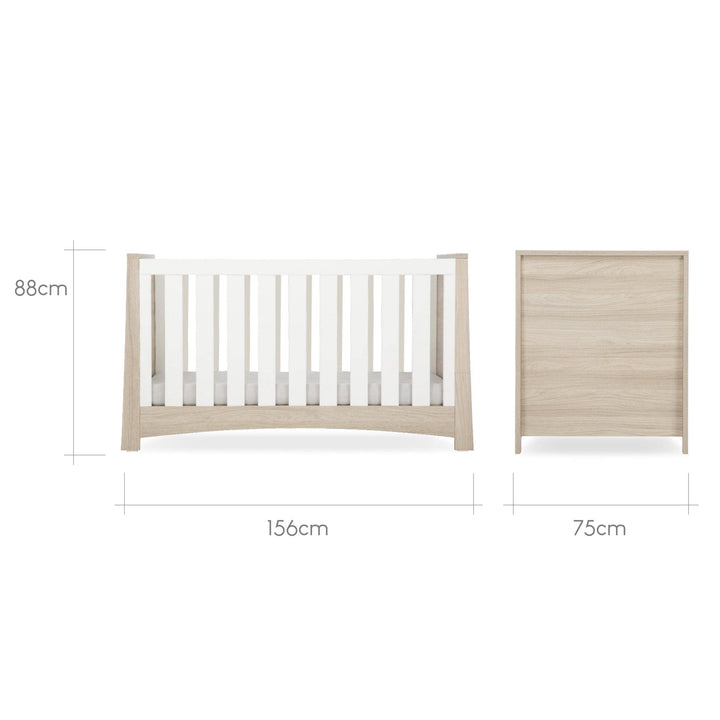 Cuddleco Nursery Furniture CuddleCo Lana 2 Piece Nursery Furniture Set (Cot Bed & Dresser) - Ash & White