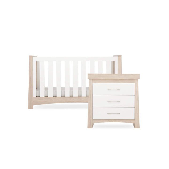 Cuddleco Nursery Furniture CuddleCo Lana 2 Piece Nursery Furniture Set (Cot Bed & Dresser) - Ash & White