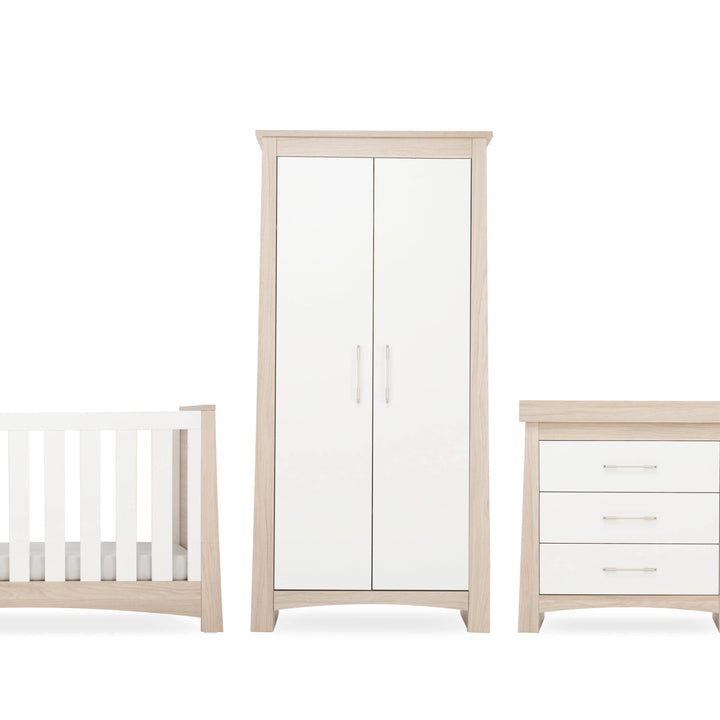 Cuddleco Nursery Furniture CuddleCo Lana 3 Piece Furniture Set (Cot Bed, Dresser & Wardrobe) - Ash & White