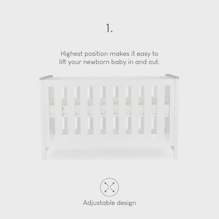 Cuddleco Nursery Furniture CuddleCo Luna 2 Piece Nursery Furniture Set (Cot Bed & Dresser) - White & Oak