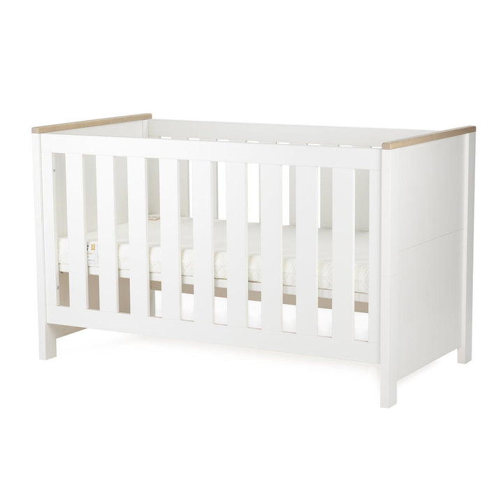 Cuddleco Nursery Furniture CuddleCo Luna 2 Piece Nursery Furniture Set (Cot Bed & Dresser) - White & Oak