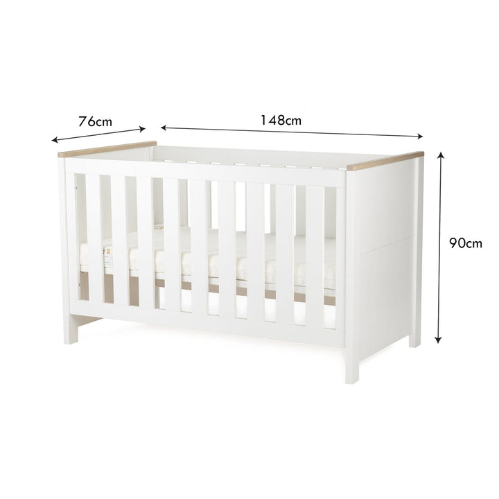 Cuddleco Nursery Furniture CuddleCo Luna 2 Piece Nursery Furniture Set (Cot Bed & Dresser) - White & Oak