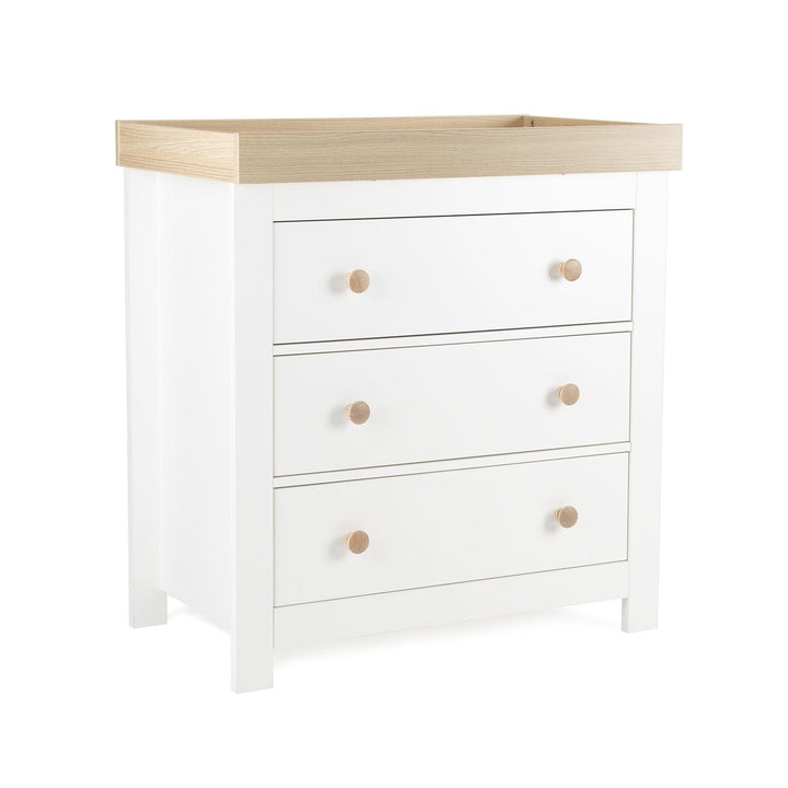 Cuddleco Nursery Furniture CuddleCo Luna 2 Piece Nursery Furniture Set (Cot Bed & Dresser) - White & Oak