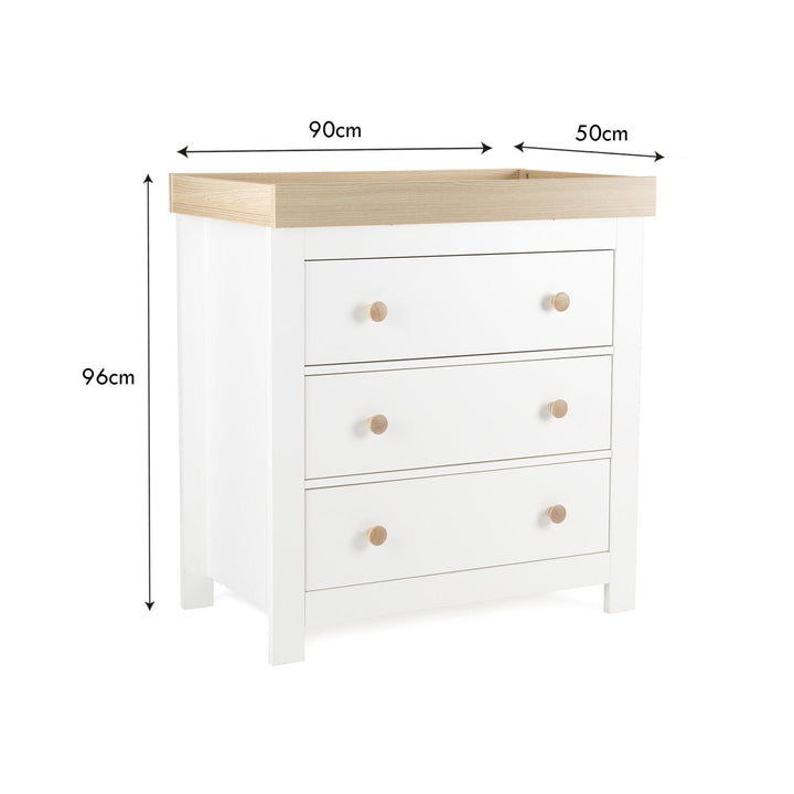 Cuddleco Nursery Furniture CuddleCo Luna 2 Piece Nursery Furniture Set (Cot Bed & Dresser) - White & Oak