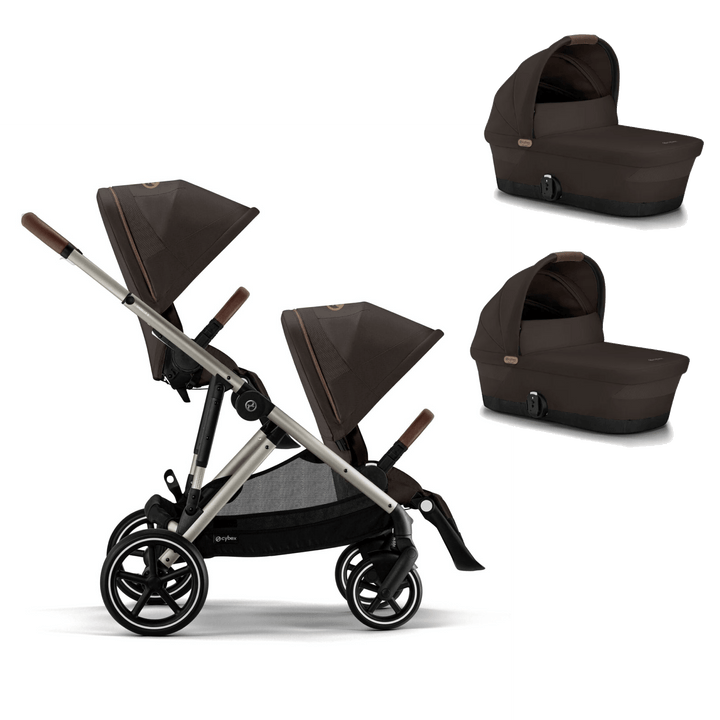 Cybex double pushchairs Cybex Gazelle S Twin Pushchair - Taupe / Chocolate Brown