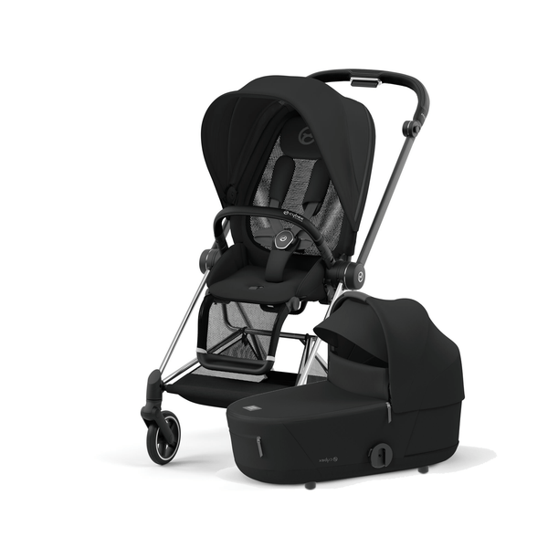 Cybex Prams & Pushchairs Chrome Black Cybex MIOS Pushchair with Lux Carrycot - Deep Black