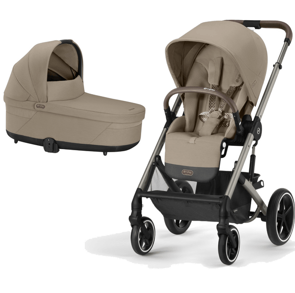 Cybex Prams & Pushchairs Cybex Balios S Lux Black Frame and Carrycot - Almond Beige