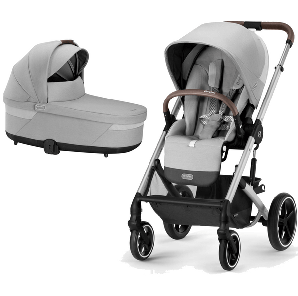 Cybex Prams & Pushchairs Cybex Balios S Lux Silver Frame and Carrycot - Lava Grey