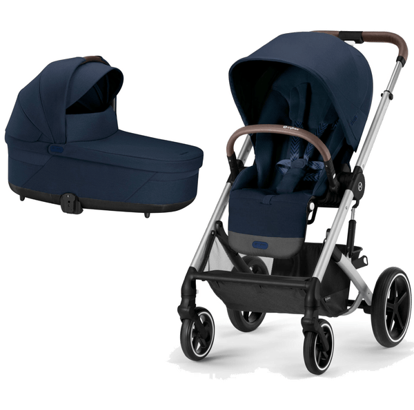 Cybex Prams & Pushchairs Cybex Balios S Lux Silver Frame and Carrycot - Ocean Blue
