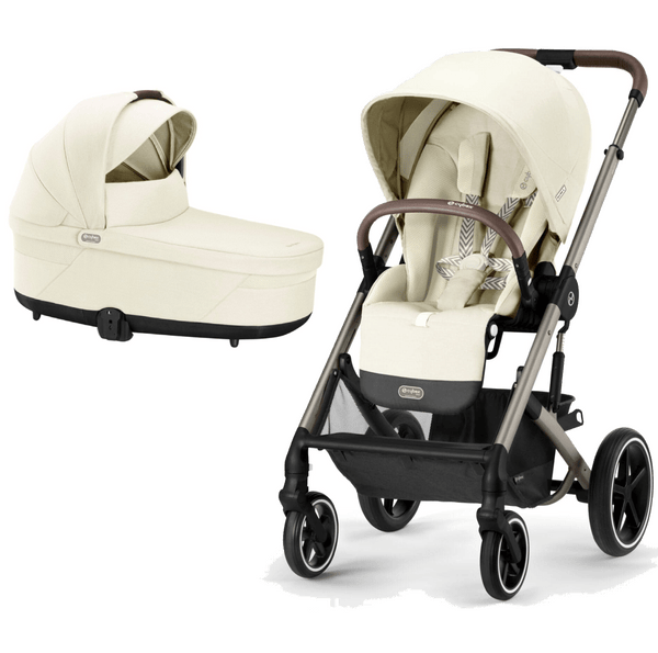 Cybex Prams & Pushchairs Cybex Balios S Lux Taupe Frame and Carrycot - Seashell Beige