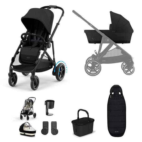 Cybex Prams & Pushchairs Cybex eGazelle S, 9 Piece Bundle - Black/Moon Black