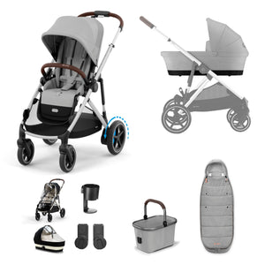 Cybex Prams & Pushchairs Cybex eGazelle S, 9 Piece Bundle - Silver/Stone Grey