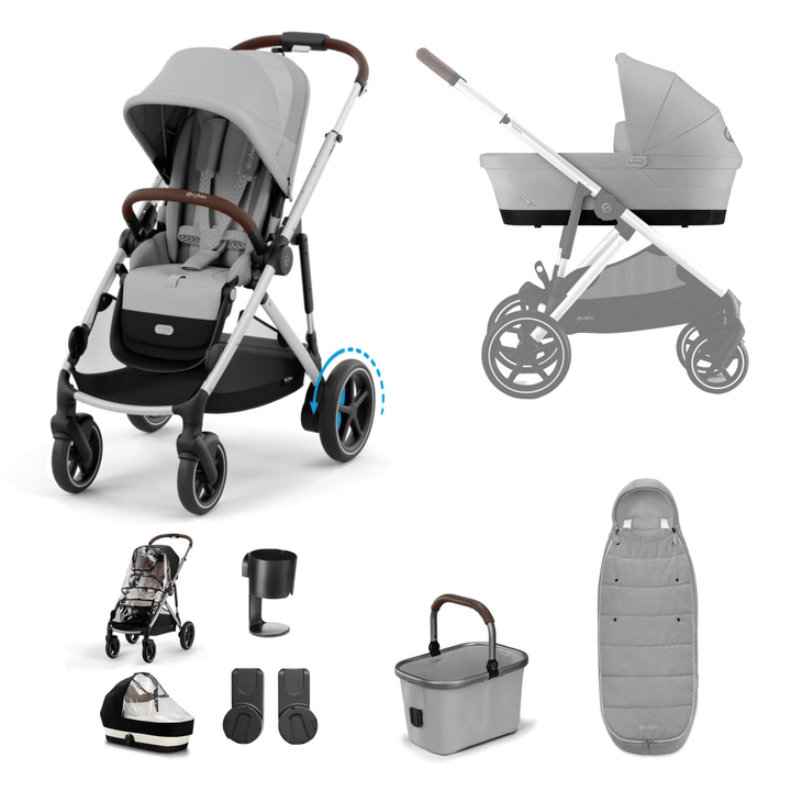 Cybex Prams & Pushchairs Cybex eGazelle S, 9 Piece Bundle - Silver/Stone Grey