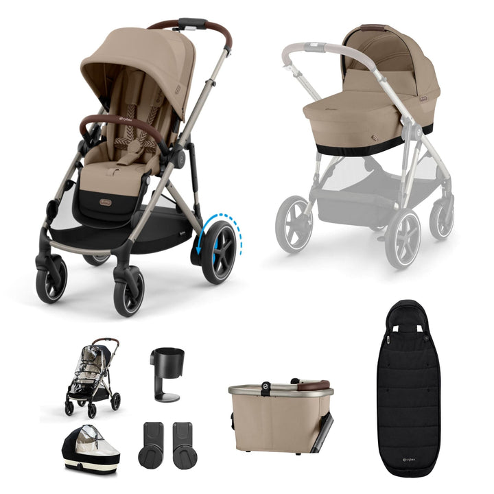 Cybex Prams & Pushchairs Cybex eGazelle S, 9 Piece Bundle - Taupe/Almond Beige