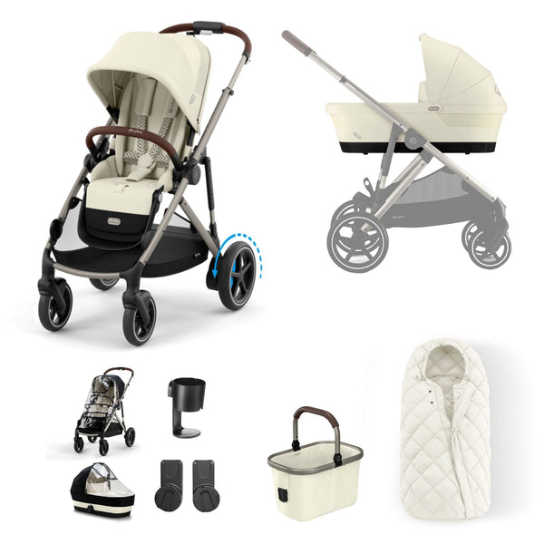 Cybex Prams & Pushchairs Cybex eGazelle S, 9 Piece Bundle - Taupe/Seashell Beige